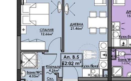 Moderne Zwei-Zimmer-Wohnung in Burgas ID: 33286